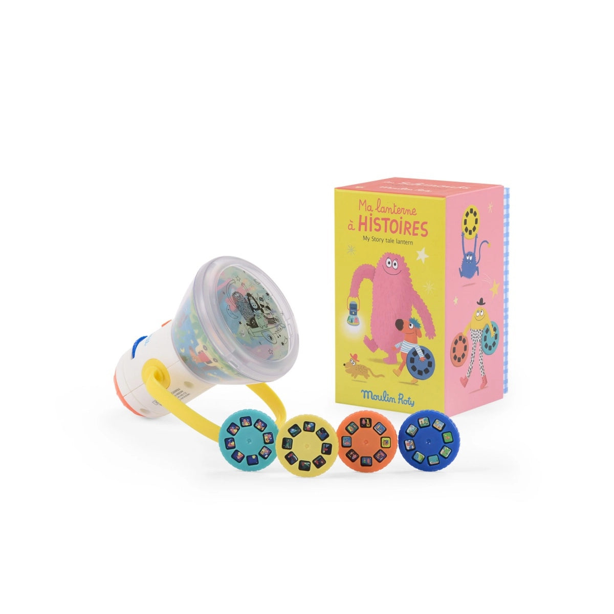 Moulin Roty Les Schmouks Geschichtenlaterne – 3-in-1 Geschichtenprojektor und Nachtlicht