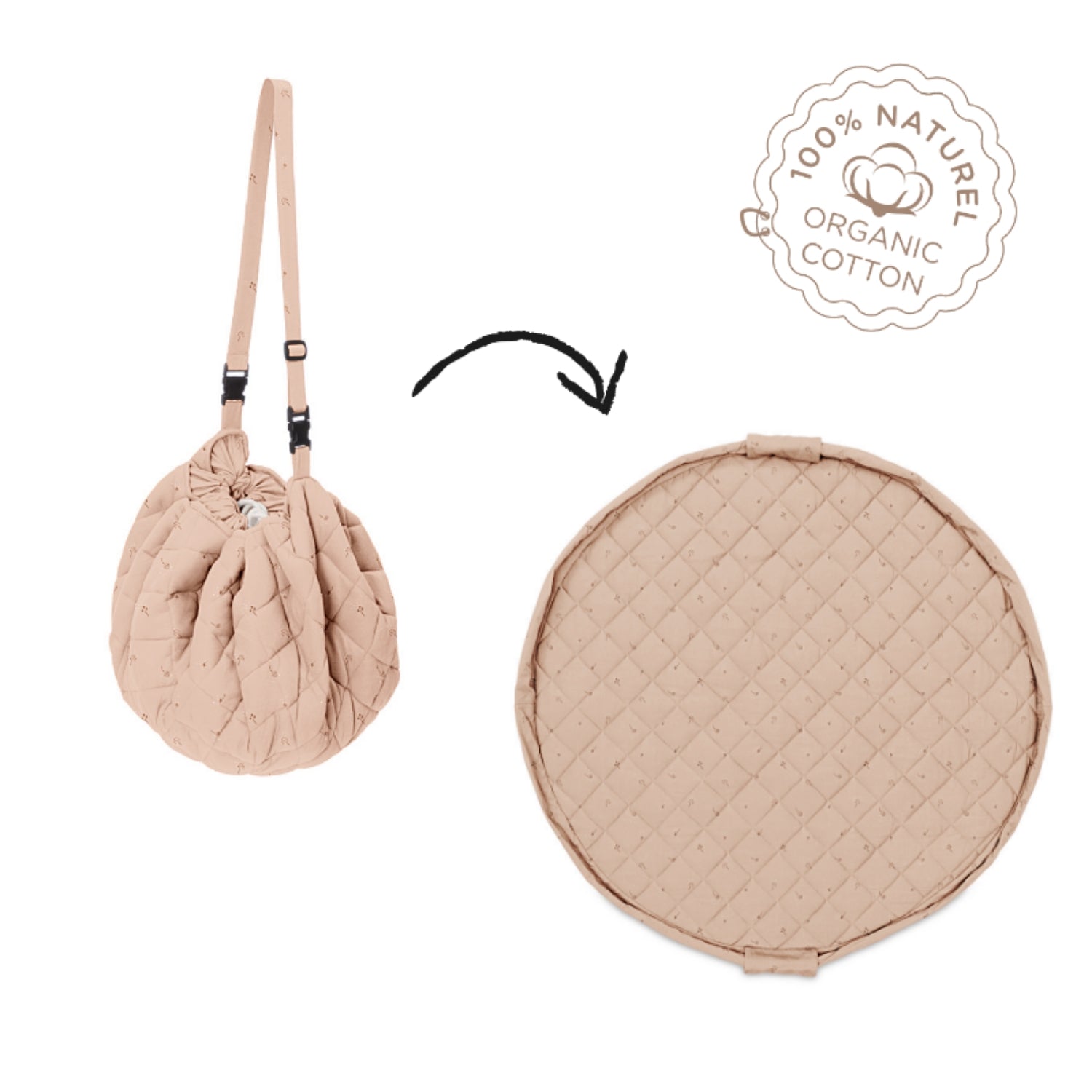Play&Go Fleuri Organic Babymat & Bag – 3-in-1 Bio-Spielmatte, Aufbewahrung & Wickeltasche