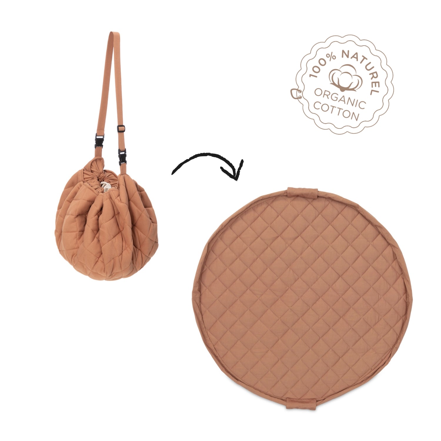Play&Go Tawny Brown Organic Babymat & Bag – 3-in-1 Bio-Spielmatte & Aufbewahrung