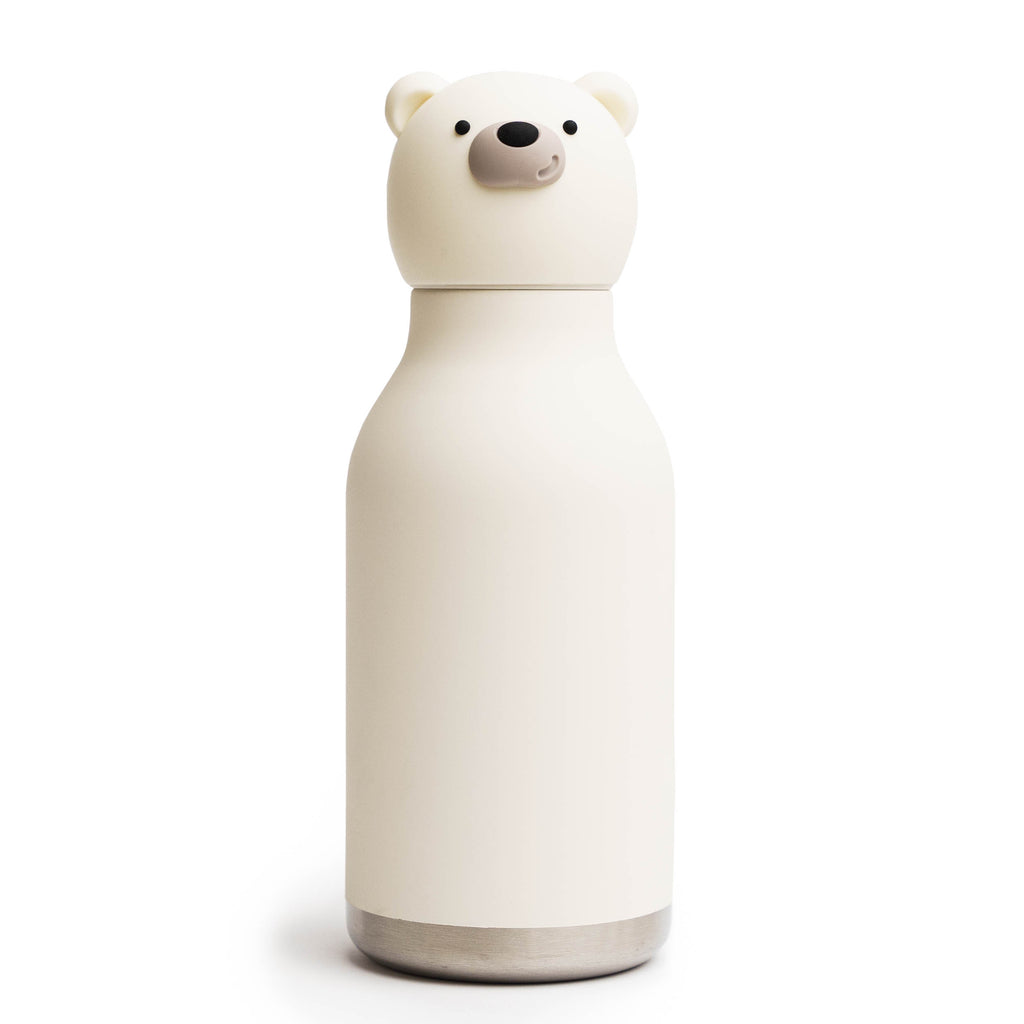 ASOBU Bestie Polar Bear Trinkflasche – Isolierte Kinder-Trinkflasche mit Strohhalm 460 ml