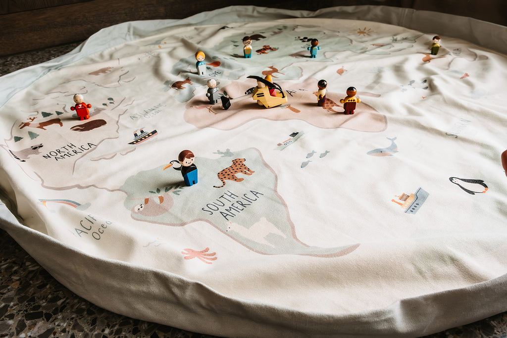 Play&Go Worldmap Colors Spielzeugsack – Große Spielmatte & Aufbewahrung
