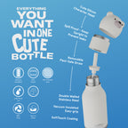 ASOBU Bestie Polar Bear Trinkflasche – Isolierte Kinder-Trinkflasche mit Strohhalm 460 ml