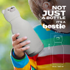 ASOBU Bestie Polar Bear Trinkflasche – Isolierte Kinder-Trinkflasche mit Strohhalm 460 ml