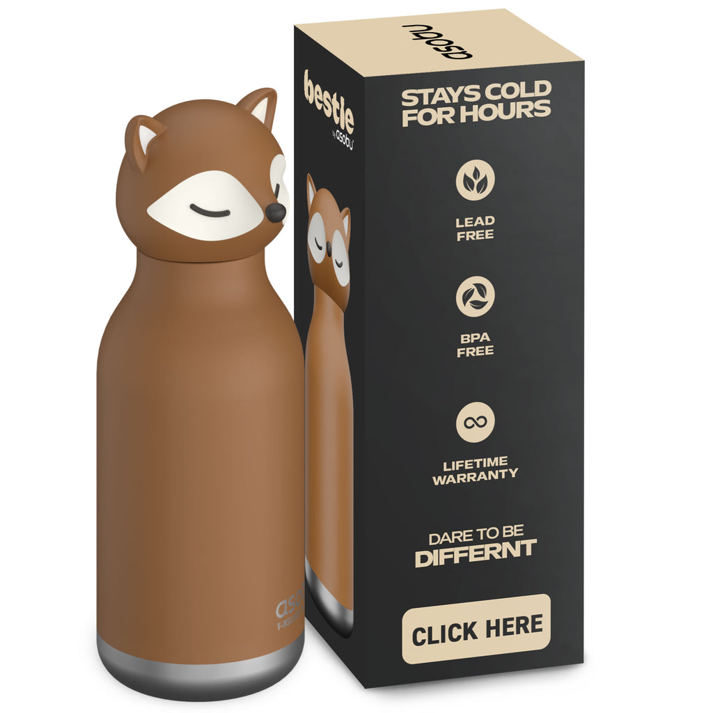 Asobu Bestie Fox Trinkflasche | Isolierte Kinderflasche 460 ml