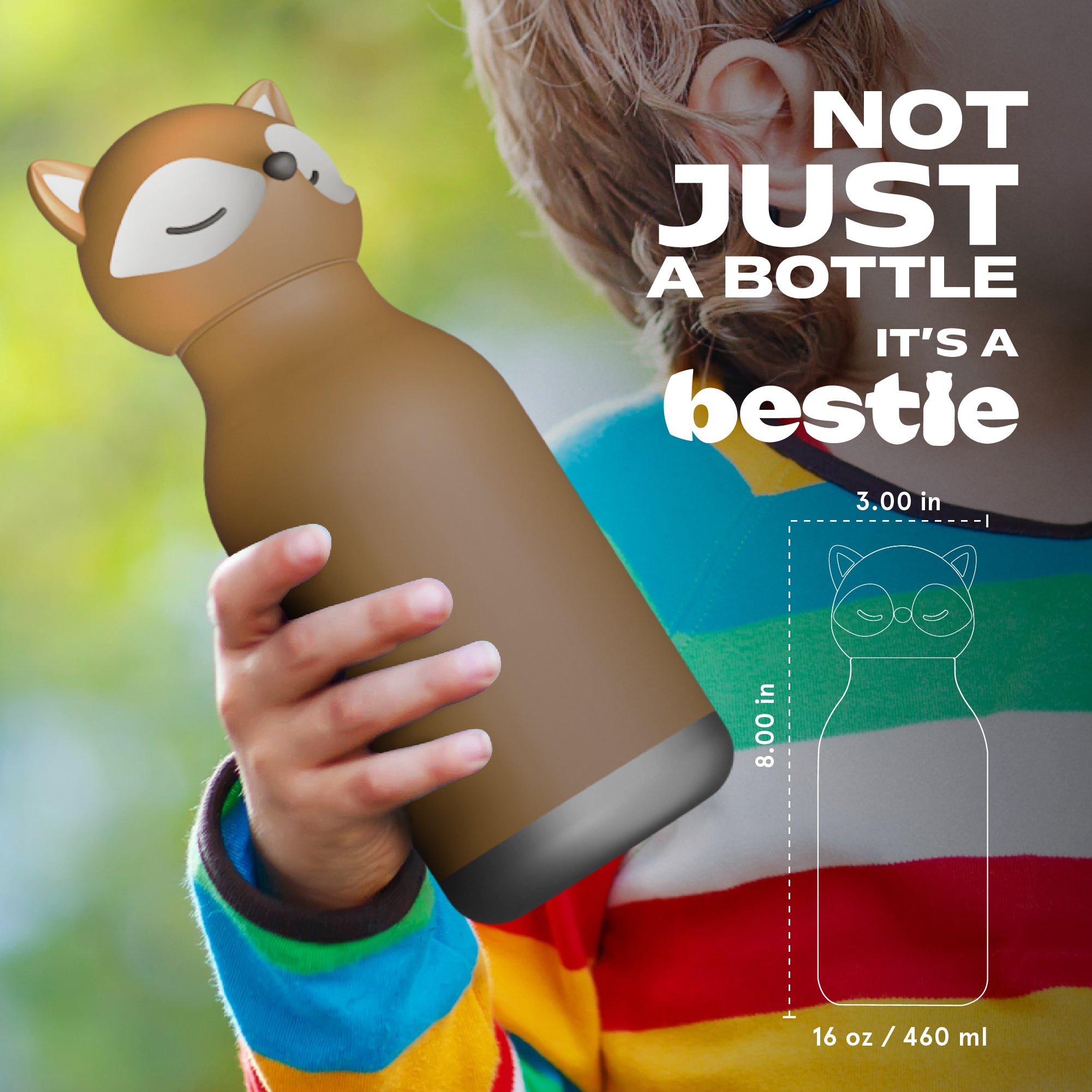 Asobu Bestie Fox Trinkflasche | Isolierte Kinderflasche 460 ml