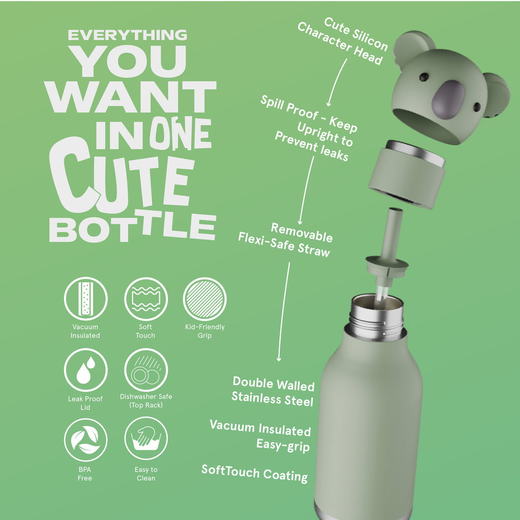 Asobu Bestie Koala Trinkflasche | Isolierte Kinderflasche 460 ml