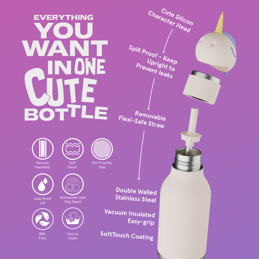 Asobu Bestie Unicorn Trinkflasche | Isolierte Kinderflasche 460 ml