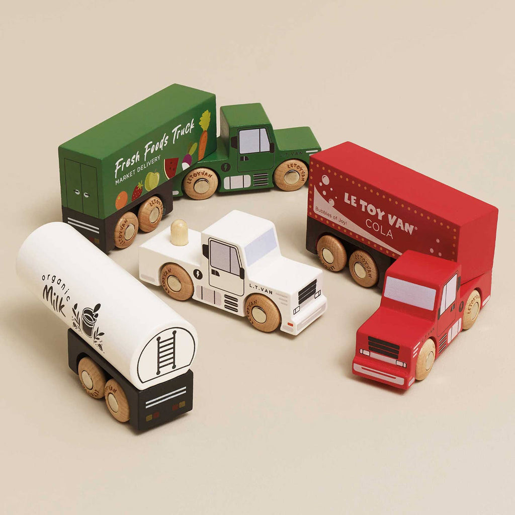 Le Toy Van LKW-Set aus Holz – Lastwagen mit Anhänger