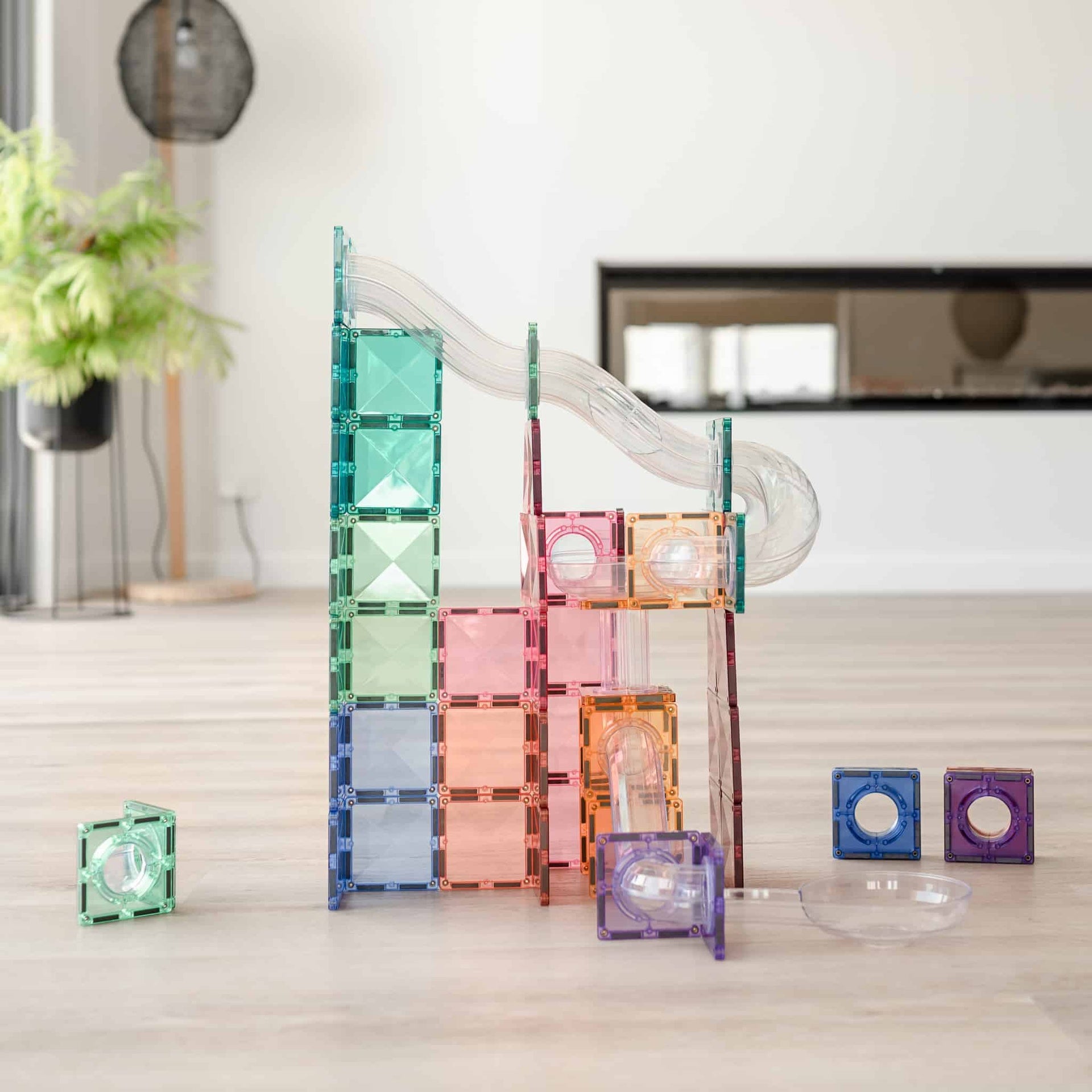 CONNETIX 马卡龙色滚珠轨道扩展包 – 80 块