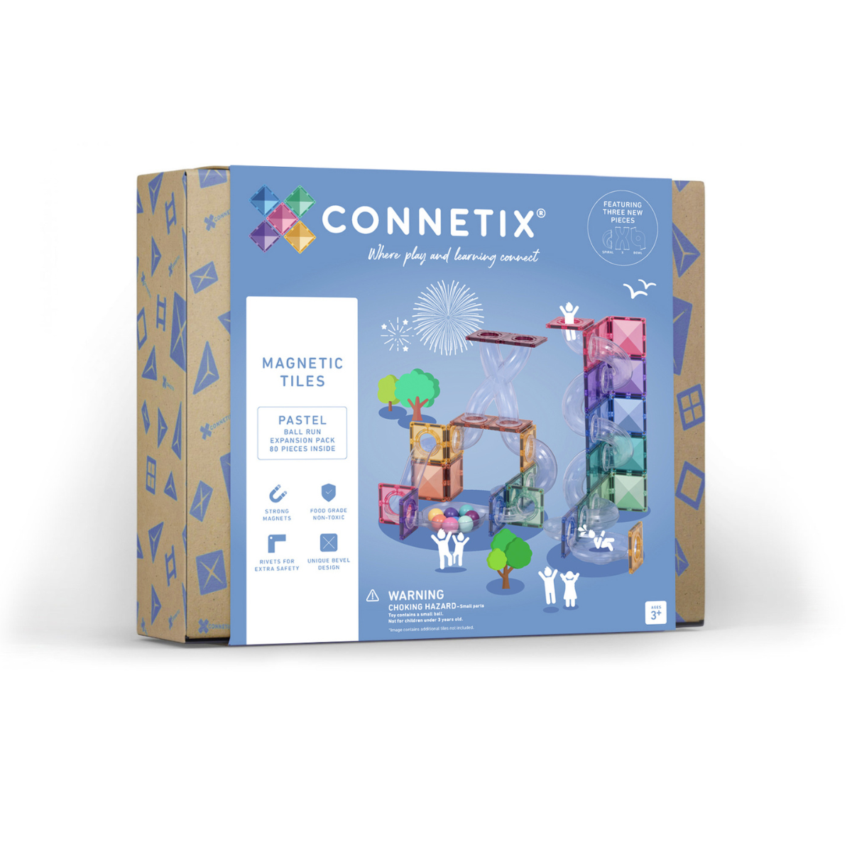 CONNETIX 马卡龙色滚珠轨道扩展包 – 80 块