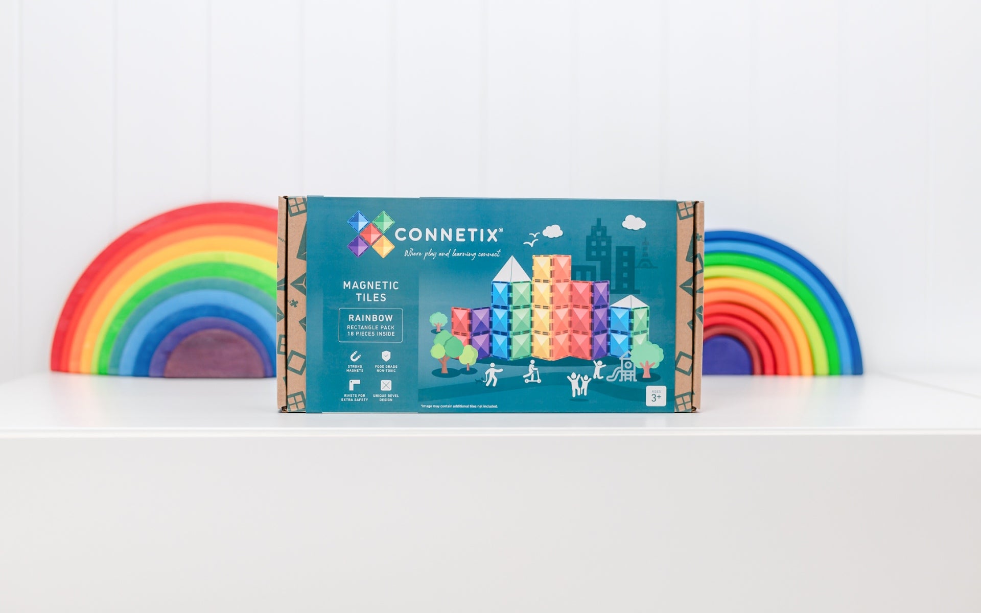 CONNETIX Rainbow Rectangle Pack – 18 Teile