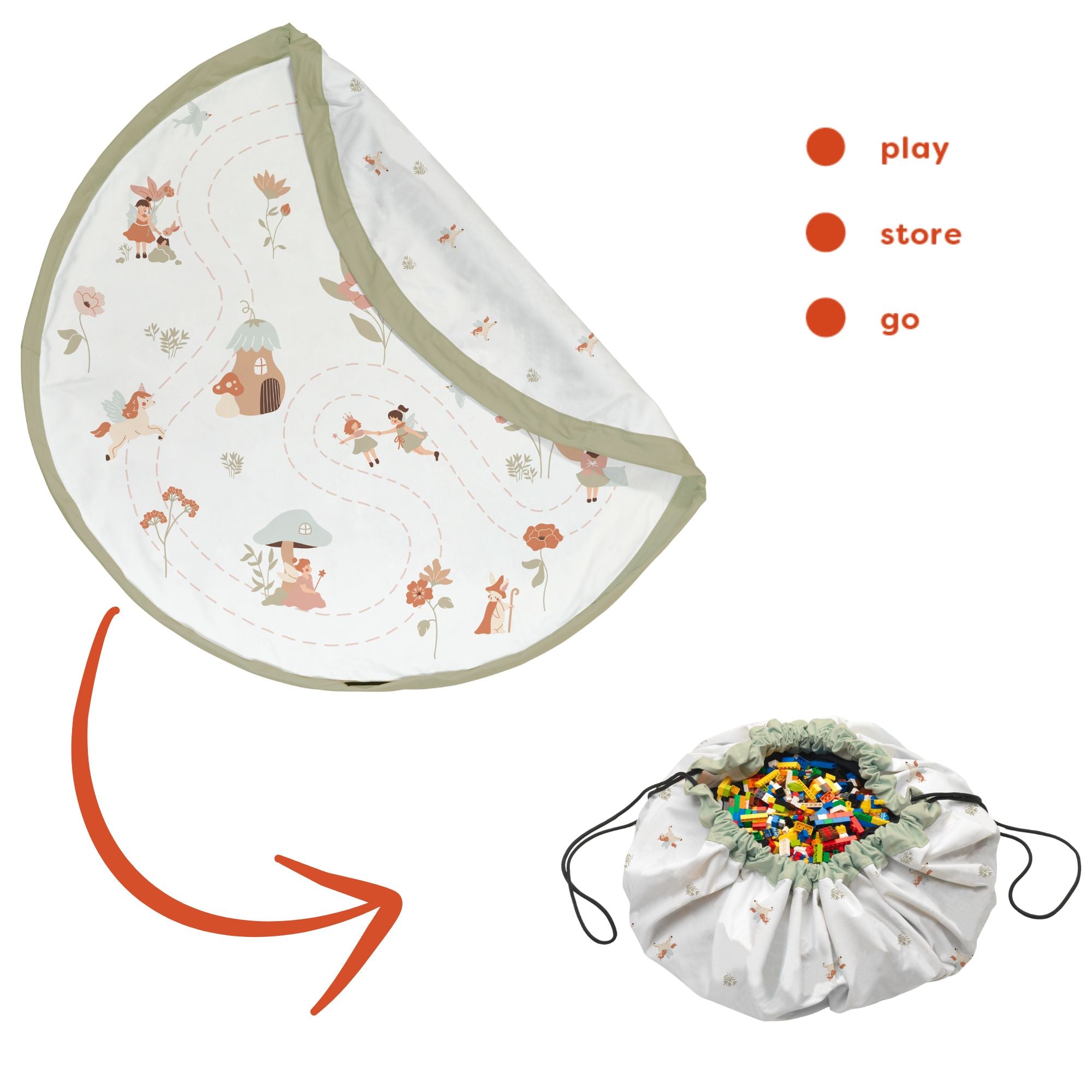 Play&Go Fairyworld Spielzeugsack – Große 2-in-1 Spielmatte & Aufbewahrung