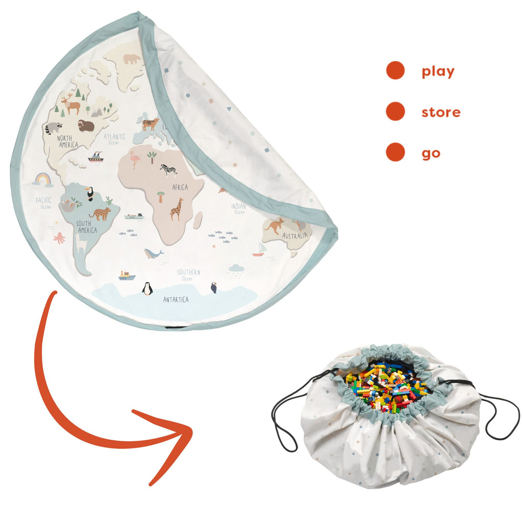 Play&Go Worldmap Colors Spielzeugsack – Große Spielmatte & Aufbewahrung