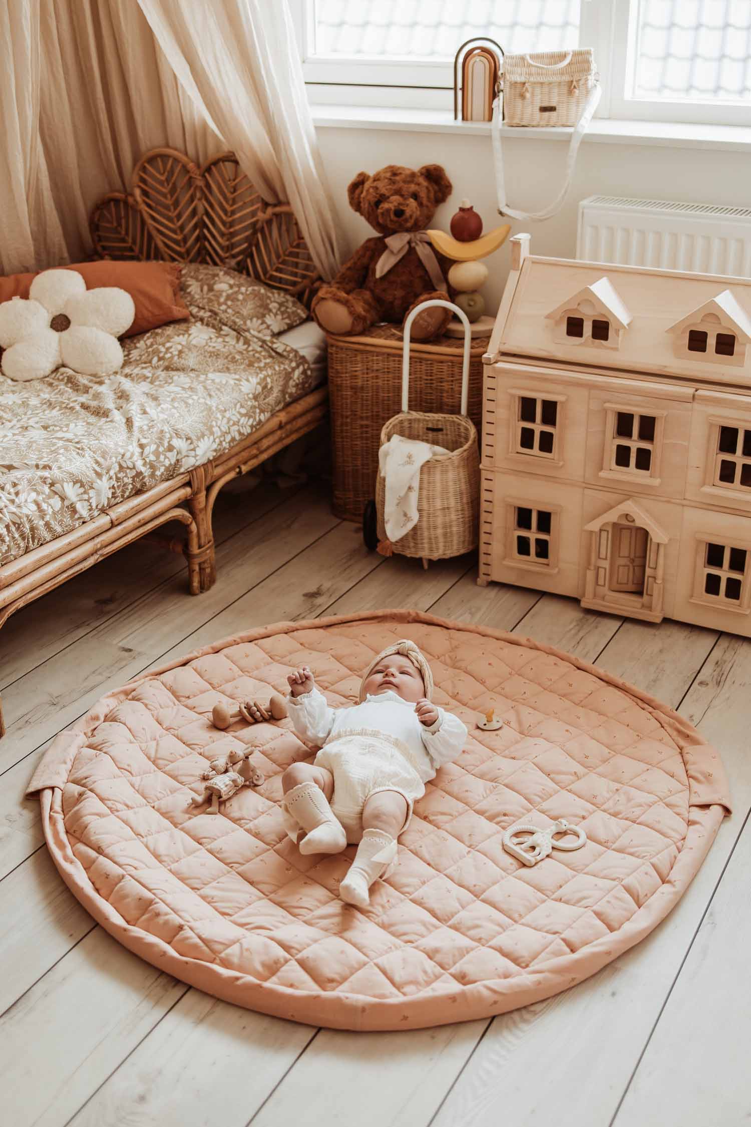 Play&Go Fleuri Organic Babymat & Bag – 3-in-1 Bio-Spielmatte, Aufbewahrung & Wickeltasche