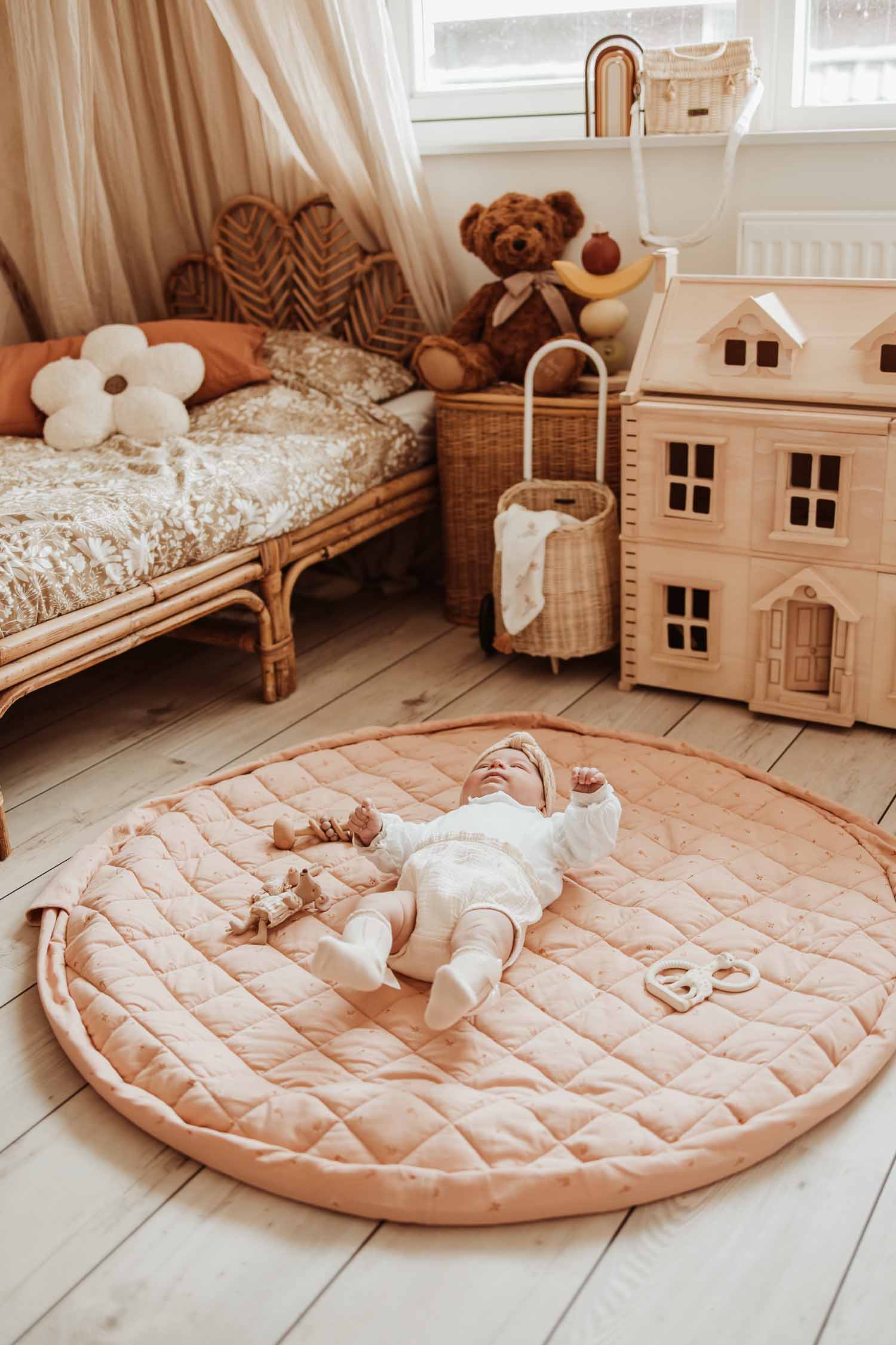 Play&Go Fleuri Organic Babymat & Bag – 3-in-1 Bio-Spielmatte, Aufbewahrung & Wickeltasche