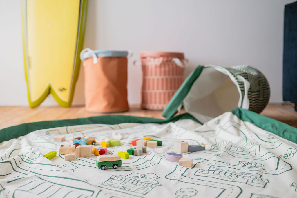 Play&Go Roadmap Spielzeugkorb – Große 2-in-1 Spielmatte & Aufbewahrung